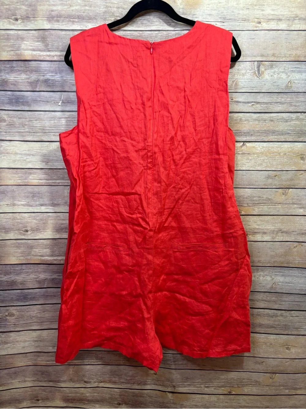 Banana Republic Coral Red Premium Linen Romper Size Large